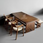 Monkey Pod Live Edge Dining Table Set JS-SFR 005