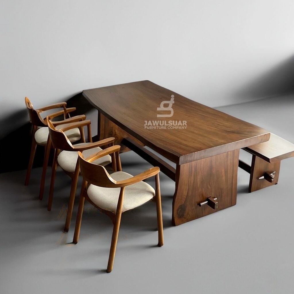 Monkey Pod Live Edge Dining Table Set JS-SFR 005 (1) Monkey Pod Live Edge Dining Table Set JS-SFR 005 - Image 1